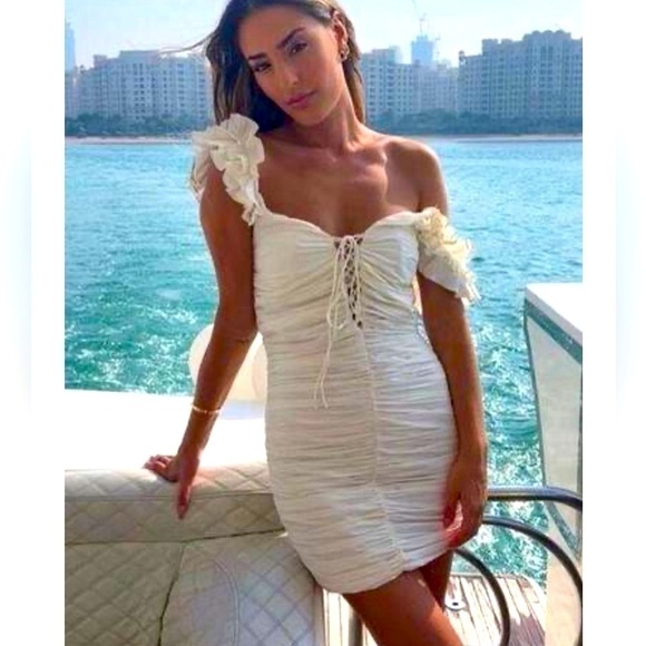 New ZARA Mini Draped Linen Blend Dress - Picture 2 of 11